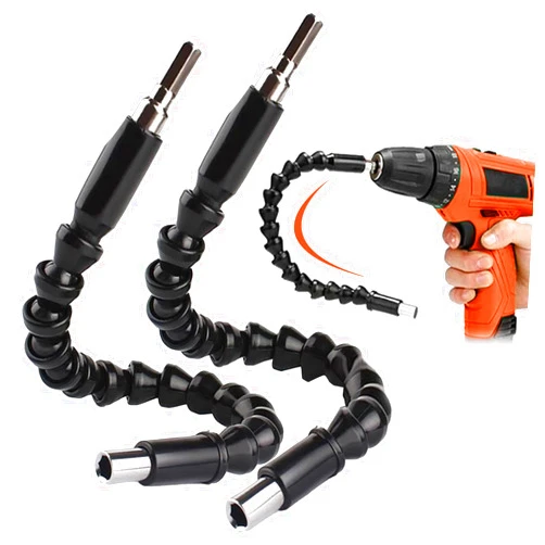 ANTAND Superbit, ANTAND Flexible Drill Bit Extension, Super Bit Screwdriver Flexible Shaft Super Bit Bendable Drill Extension Tool and Twists 360 Degrees, Crescent Moon Drill Extension 2PCS Black