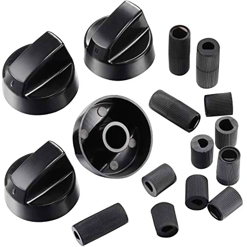 Jetec 4 Pack Control Knobs Replacement with 12 Adapters for Oven/Stove/Range, Please Check Carefully Whether The Dimensions in Figure Match(Black)