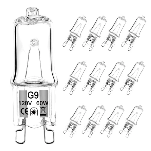 VITUNOV G9 Halogen Bulb 60 Watt 120V, G9 Dimmable Long Lifetime, T4 JCD Type G9 Halogen Light Bulbs 2 Pin Base, 2700K Warm White, (12 Pack)