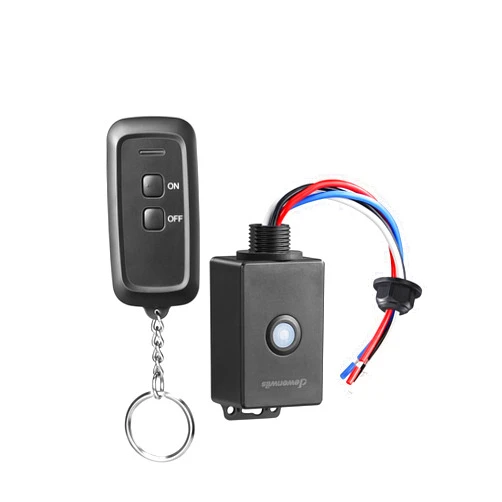 DEWENWILS Outdoor Wireless Light Switch and Receiver Kit, 15A/1800W, No Wiring, 100Ft RF Range, IP65 Waterproof Wireless Light Switch, Wireless Remote Light Switch for Lighting, FCC Listed, Black