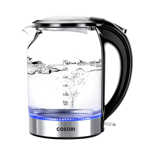 COSORI Speed-Boil Electric Tea Kettle, 1.7L Hot Water Kettle (BPA Free) 1500W Auto Shut-Off & Boil-Dry Protection, LED Indicator Inner Lid & Bottom, Transparent