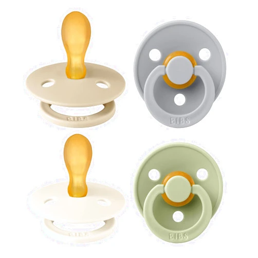 BIBS Colour Pacifier with Symmetrical Nipple| Natural Rubber Baby Pacifier | Set of 4 BPA-Free Soothers | Made in Denmark | Cloud Mix | Size 6-18 Months