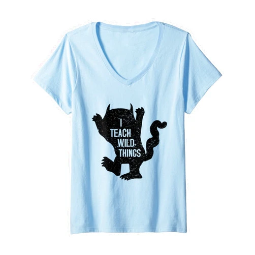 I Teach Wild Things outfits Womens Teacherlife Halloween Monster teachers I Teach Wild Things V-Neck T-Shirt