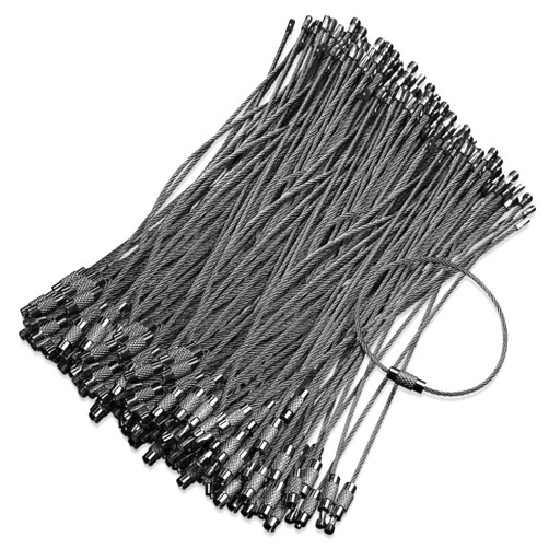 Hotop 150 Pieces Wire Keychain Cable Stainless Steel Key Rings Loop Wire Cable Braided Steel Key Chain