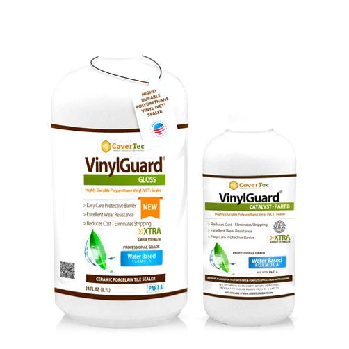 CoverTec VinylGuard Gloss Sealer Floor Protective Coating for VCT and Terrazzo, 1 Qrt (Prof Grade 2 Part Kit = 1 Qrt)
