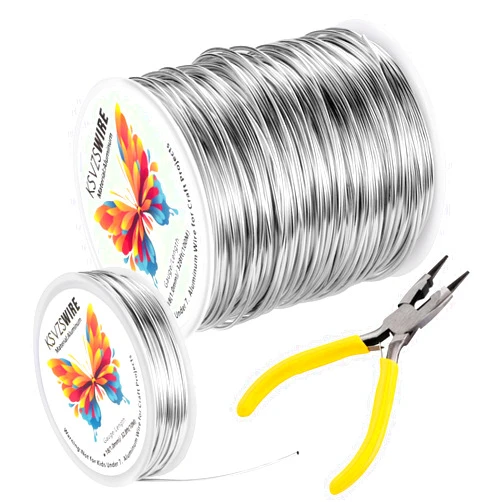 KSVZS 18 Gauge(1.0mm) Aluminum Wire 328 Feet(100M) KSVZS Bendable Metal Wire for Crafts,Sculpting,Armature,Jewelry Making【3-in-1】+18Gauge(1.0mm) Wire 32.8Ft(10M)+1 Pliers(Silver)…