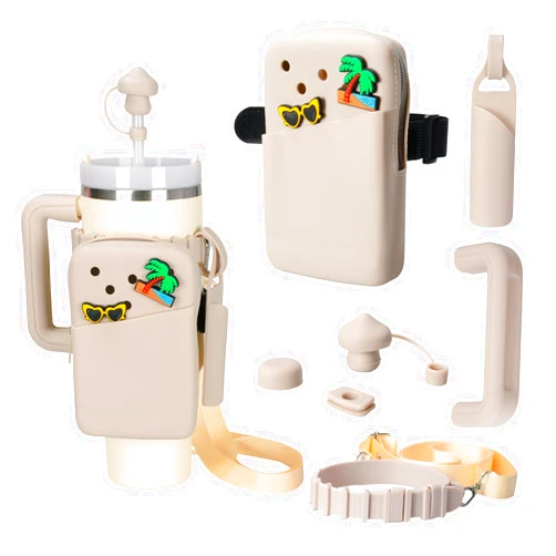MiiMoo 7 PCS Stanley Cup Accessories Set Including Water Bottle Phone Holder, Straw Cover, Spill Stoppers, Chapstick Holder, Handle Protective Cover and Strap, Suitable for Stanley Tumbler