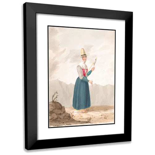 ArtDirect Alfred Diston 14x18 Black Modern Frame and Double Matted Museum Art Print Titled - Girl from Hierro (1828)