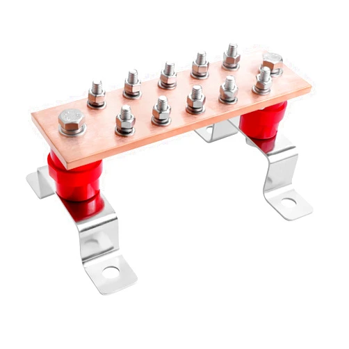 Sptchapn7.5 inch wall mounted copper ground rod kit, ground bus bar made of highly conductive copper with UL listed SM40 insulators, rated for Uimp up to 7.2KV and inhibits corrosion.（SZ-10W)