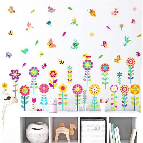 Tvphlly 62Pcs Sunflower Wall Decor Stickers Birds Bees Butterlies Small Wall Decal Waterproof Window Wall Stickers for Girls Boys Baby Bedroom Nursery Wall Decor Self-Adhesive (Sun Flowers)