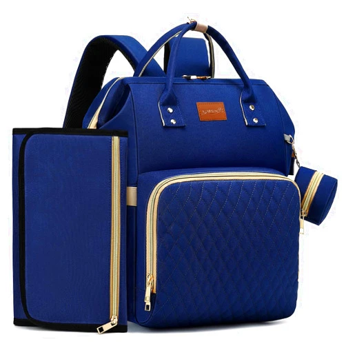 ROSEGIN Diaper Bag Backpack with Changing Pad, Pacifier Case, Baby Bag for Boy Girl Toddler - Large, Stylish, Waterproof Travel Quilted Diaper Bag for Mom - Baby Shower - Navy Blue