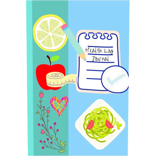 Bidooli Designs Health Log Journal: Training for a Healthy Life: A Daily Food, Fitness and Wellness Journal. Journal size 6 x 9 inches, 124 pages, cream pages.