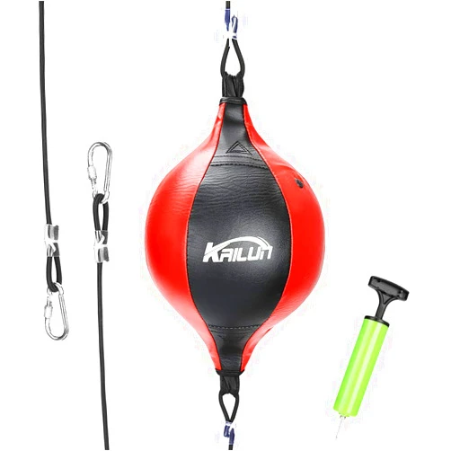 Intsun LUOWAN Speed Punch Bag Leather Speed Ball Hanging Boxing Punching Ball, Double End Ball with Boxing Reflex Ball and Pump for Gym MMA Boxing Sports Punch Bag Adult Kids Men Women