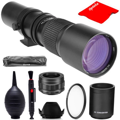 Opteka 500mm (with 2X- 1000mm) f/8 Manual Telephoto Lens for Canon RF-Mount EOS R6, R5, R3, Ra, RP and R Mirrorless Cameras