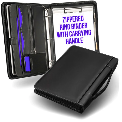STYLIO Zipper Portfolio Binder with Carrying Handle | Removable 3-Ring Binder (1