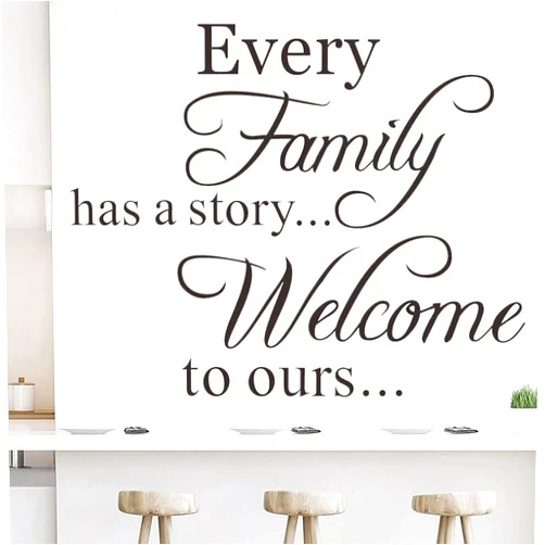 MaoMaoCha Every Family Has a Story Welcome to Ours Quote Wall Decal, Family Letter Wall Stickers Vinyl Positive Wall Saying Wallpaper Home Decor Art Mural for Living Room Bedroom