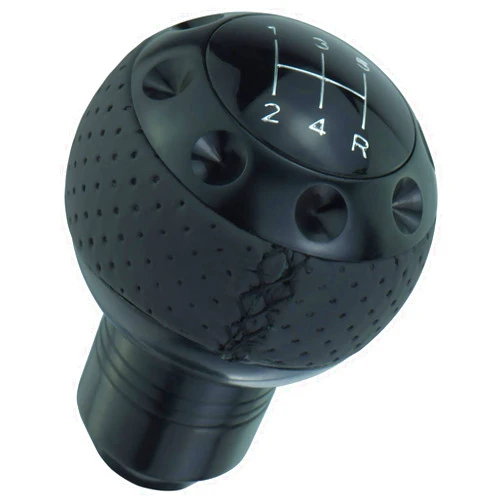 Thruifo 5 Speed Gear Shifter Knob, Leather Covered Aluminum Manual Car Stick Shift Handle Fit Most MT Transmissions, Black