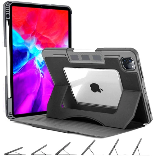 OCYCLONE iPad Pro 11 inch Case 4th/3rd/2nd/1st Gen 2022/2021/2020/2018, 6 Viewing Angles Magnetic Stand + Pencil Holder + Auto Wake/Sleep Protective Case for iPad Pro 11 inch, Black