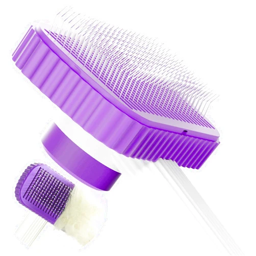 Garstor Cat brush, Cat Brush for Long or Short Haired Cats, Remove Loose Fur and Mats, Rounded Pins Reduces Painful Pulling, Not for Tangle and Curly Fur, Purple