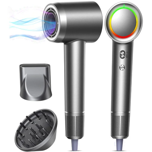 Alloom Hair Dryer, 160000 RPM Professional High-Speed Blow Dryer 500 Millions Negative Ionic Care Hair Dryer for Fast Drying, Low Noise Thermo-Control Hairdryer, Travel with Magnetic Diffuser & Nozzle