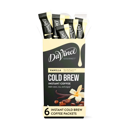 DaVinci Gourmet Vanilla Cold Brew Stick Pack, Instant Coffee Powder, 6 Count (Pack of 1)
