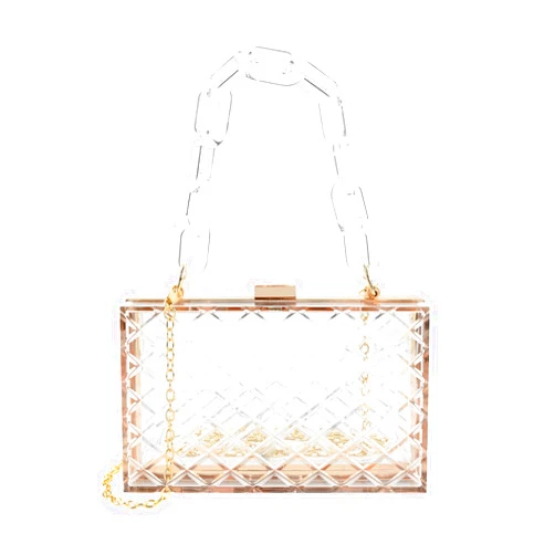 Linkidea Women Clear Purse, Acrylic Evening Clutch Bag, Transparent Crossbody Shoulder Handle Handbag Fits School Prom & Concerts