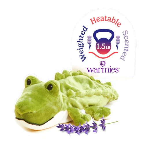 warmies Microwavable & Weighted Stuffed Animals, Alligator - Heated Stuffed Animal Plushie for Warmth & Comfort - Cute Soft Plush Toys for Boys, Girls, Babies & Toddlers