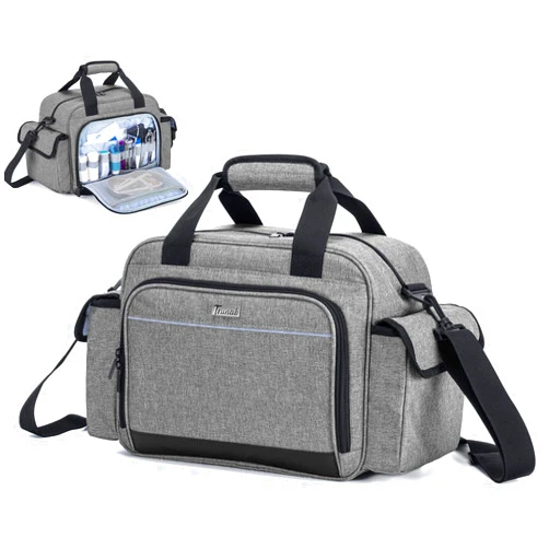 Trunab Home Health Nurse Bag Empty, Portable Medical Supplies Shoulder Bag for Hospice, Home Visit, Hospital Interns, Grey, Bag Only