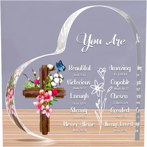 JUNQIU US JUNQIU Christian Gifts for Women, Inspirational Gifts for Women Religious, Bible Verse and Encouragement Spiritual Gifts, Gifts for Women, Mom, Friend, Sister-Acrylic Hearts Plaques
