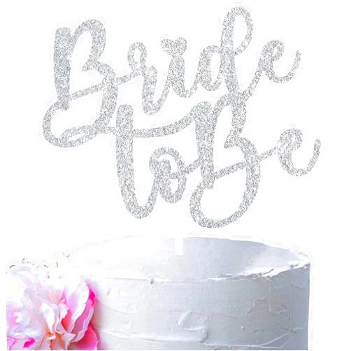 ALISSAR Glitter Double Sided Silver Bride to Be Cake Topper, Cake Topper for Bridal Shower Bachelorette Wedding Engagement Party Decoration (Double Sided silver)