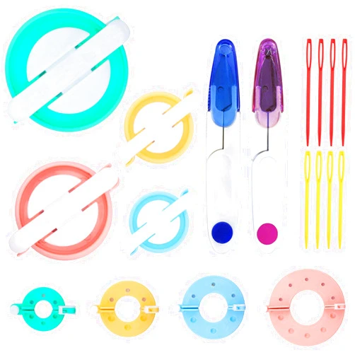 JOERSH 2 Set Pompom Makers of 6 Sizes, JOERSH 50 PCS Pom Pom kit Includes 8 PCS Pom Pom Maker, 2 PCS Thread Cutter Scissors, 40 PCS Plastic Needles for Fluff Ball Weave DIY Wool Yarn Knitting