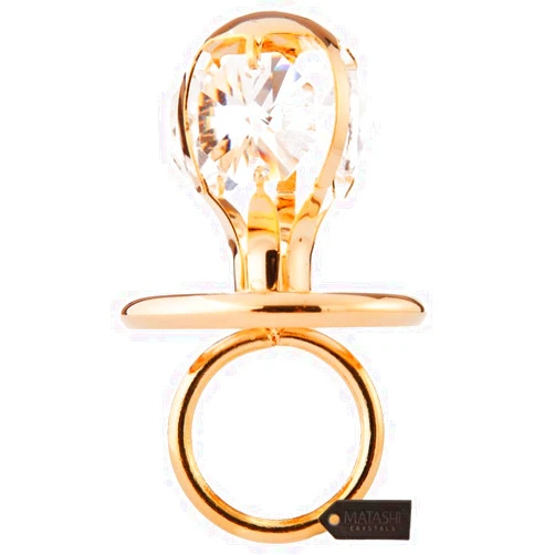 Matashi 24K Gold Plated Baby Pacifier Ornament with Crystals Baby's First Christmas Holiday Ornament and Hanging Pendant - Great Gift for Baby Shower, New Born Baby Gift
