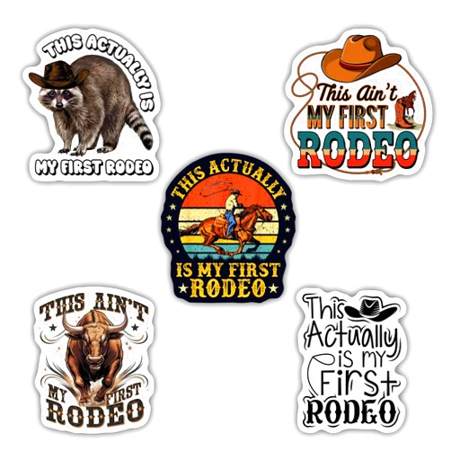 Generic (5 PCS) This Actually is My First Rodeo Sticker. Waterproof Decal Gift Suitable for Laptop Phone Car Window 3 Inches