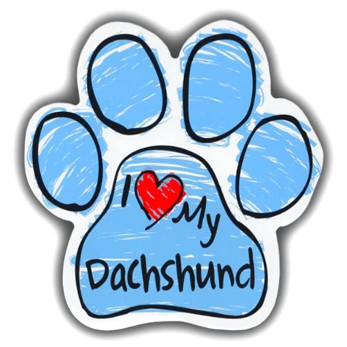 Crazy Sticker Guy Scribble Paw Dog Magnets: I Love My Dachshund | Cars, Trucks, Refrigerators