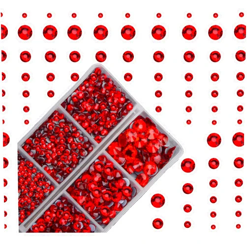 MASSIVE BEADS 4000pcs Mixed Size Hot Fix Round Crystals Gems Glass Stones Hotfix Flat Back Rhinestones (Light Siam)