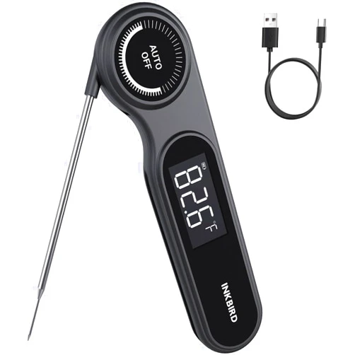 Inkbird 0.5 Seconds Rechargeable Instant Read Meat Thermometer for Cooking, INKBIRD Digital Food Thermometer with VA LCD Screen -58.0℉~572℉ Waterproof Kitchen Thermometer with Magnet, Candy Grill BBQ Frying