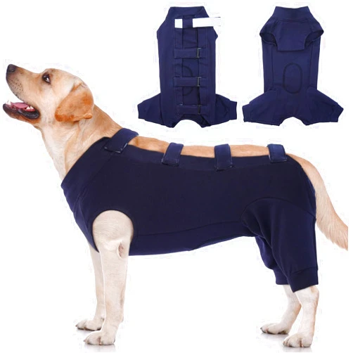 IECOii Dog Recovery Suit Female Male Dog Onesie After Surgery Spay Neuter,Soft Dog Surgical Suit Protect Abdominal and Rear Leg Wounds,Sleeve Dog Post Surgery Onesie for Dogs to Stop Licking,L-Blue