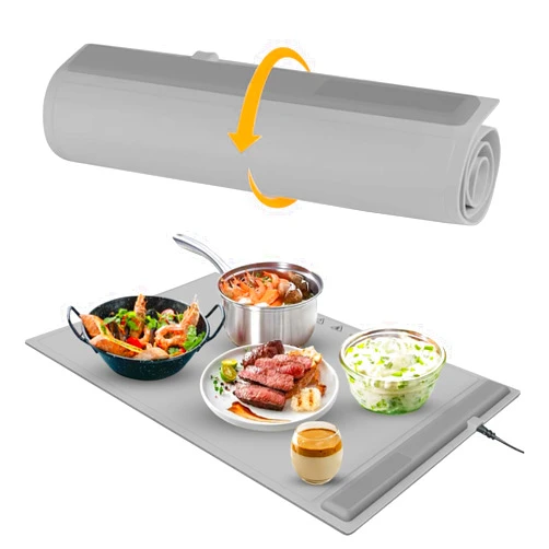 Spread Pixie Dust Electric Warming Tray, Full Surface Heating, Portable Food Warmer Rolling Silicone Mat, Food Warmer for Parties FeaturesFoldable Design & Fast Heating, Warming Plate for Buffet (Gray)