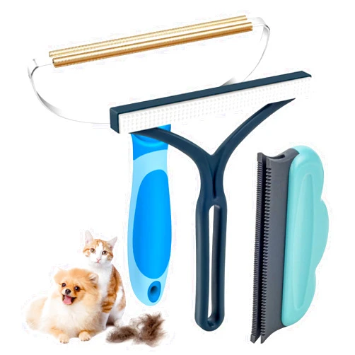 Eyyao Dog Cat Hair Remover for Couch, 3PK Portable Dog Cat Hair Remover, Reusable Pet Hair Remover Carpet Scraper and Brush for Rug, Carpet, Blanket, Clothes, Car Mat, Pet Tower