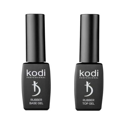 Kodi Professional BEST SET 2in1 Rubber BASE 8ml. (0.27oz) + Rubber TOP 8ml. (0.27oz) Gel LED/UV Nail Polish Coat Soak Off Original