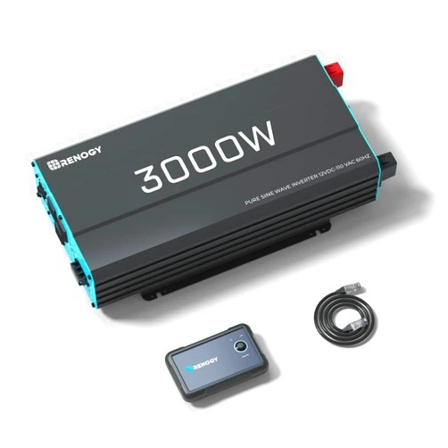Renogy 3000W Pure Sine Wave Inverter 12V DC to 120V AC Converter for Home, RV, Truck, Off-Grid Solar Power Inverter with Built-in 5V/2.1A USB, AC Hardwire Port, Remote Controller