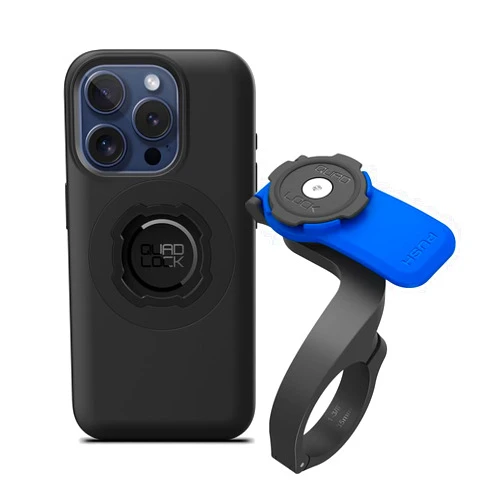 Quad Lock Out Front Handlebar Bike Phone Mount (V3) with MAG Phone Case for iPhone 15 Pro