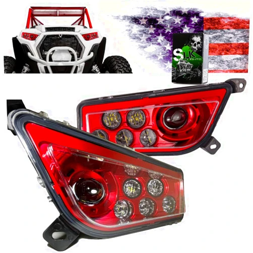 SLK-Customs SLK-Lights (RED) RZR LED Headlight Compatible with Polaris General, Polaris RZR 900s, Polaris Razor 1000 XP Turbo (Fits: 2015-2021) (Non Halo Red).