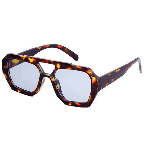 AENMTU Trendy Designer Inspired Aviator Sunglasses for Women Men Hexagonal Square Thick Frame Double Bridge Sun Glasses