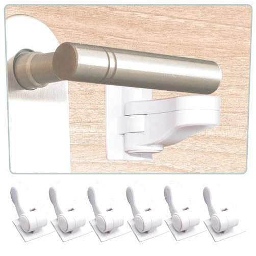 KongNai Child Proof Door Lever Lock, 6 Pack Baby Proofing Door Handle Locks with Adhesives, No Drilling Child Safety Door Locks for Protecting Kids and Toddler