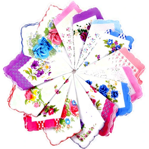 Boao 15 Pieces Ladies Hankies Women Floral Handkerchiefs Vintage Handkerchiefs