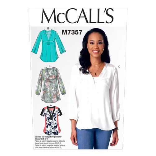 McCall's Patterns M7357 Misses' Banded Tops with Yoke, Size A5 (6-8-10-12-14)