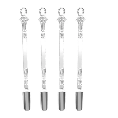AHQiZFX 4Pcs Mini Spoon Mini Shovel Mini Dry Herbs Powder Scoop Metal Medicine Spoon Shovel Small Spoons for Spice Jars Small Salt Spoon Pendant Necklace Ring Spoon (Silver)