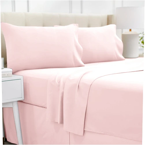 lalaLOOM Twin Bed Sheet Set, Soft Microfiber Hotel Luxury Bedding, Extra Deep Pocket, 3 Piece Sheets and Pillowcase Sets, Breathable Wrinkle, Fade Resistant Easy Care Machine Washable Linen Light Pink