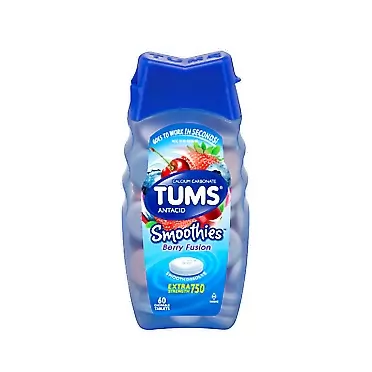 Tums Smooth Brry Fusion Size 60ct Tums Smoothies Berry Fusion Chewable Antacid Calcium Tablets 60 Count (Pack of 2)